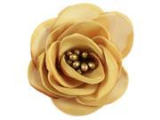Lady Parties Wedding Fabric Flower Shape Corsage Brooch Pin Dark Yellow