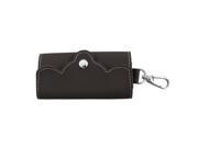 Unique Bargains Press Stud Button Dark Brown Keyring Keys Carrying Bag Case