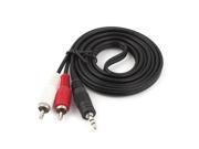 Unique Bargains Black 3.5mm Stereo Jack to 2 RCA Male Adapter AV Cable Cord 1.5M 5ft