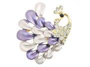 Unique Bargains Lady Rhinestones Lavender Peacock Decor Safety Pin Brooch for Wedding Party