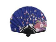 Unique Bargains Wedding Party Decor Bamboo Ribs Blooming Flower Printed Folding Hand Fan Blue