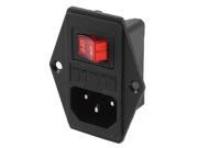 IEC320 C14 Inlet Indicator Light Fuse Holder Rocker Switch SPST AC 250V 10A