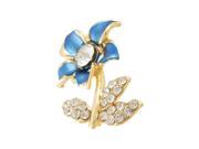 Women Rhinestone Decor Royal Blue Floral Safety Pin Brooch