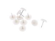 Unique Bargains 10 Pcs White Plastic Nonslip Round Cover Metallic Pin Domed Nails 14mm x 17mm