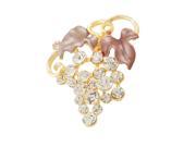 Glittery Rhinestone Grape Bunch Apricot Pink Brooch Breastpin