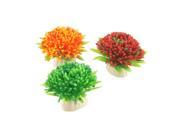 3x Red Green Orange Floral Aquascaping Plants Ornament for Fish Tank
