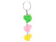 Unique Bargains Metal Split Rings Hearts Design Pendant Keyring Key Chain Yellow Pink Green