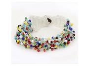 Unique Bargains Woman Button Closure Colorful Multilayers Beaded Braided Bracelet Bangle 16cm