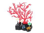 Unique Bargains Fish Tank Red Emulation Mushroom Decor Glowing Coral Plant 6.3 Height
