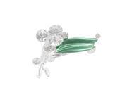 Unique Bargains Unique Bargains Woman Shiny Cluster Rhinestone Detail Green Leaf Floral Safety Pin Brooch