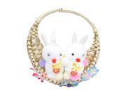 Unique Bargains Bamboo Handmake Sponge Rabbit Plastic Flower Accent Basket Colorful