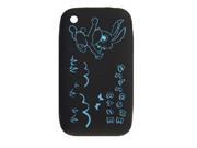 Silicone Back Cover Rabbit Phone Case Black for iPhone 3GS