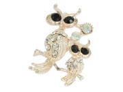 Unique Bargains Women Black Rhinestone Owl Shaped Carved Metal Cloth Brooch Pin