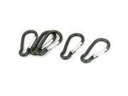 Outdoor Hiking Spring Loaded Carabiners Clips Hooks Dark Green 4cm Long 5PCS
