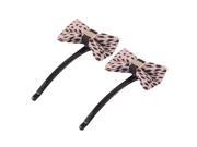 Unique Bargains Unique Bargains 2 Pcs Black Houndtooth Printed Decorate Bowknot Fringe Hairpin Hair Clips