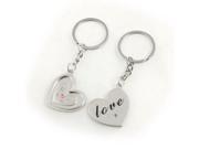 Unique Bargains Lovers Couple Love Letter Print Heart Pendant Split Ring Keychain