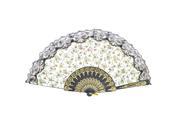 Unique Bargains Gold Tone Carved Pattern Plastic Cut Out Ribs Flower Print Folding Hand Fan