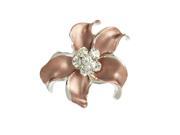 Lady Costume Rhinestones Cluster Accent Floral Pin Brooch Light Brown