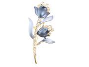 Unique Bargains Unique Bargains Rhinestone Decoration Flower Gold Tone Metal Brooch Steel Blue for Ladies