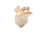 Rhinestone Accent Strawberry Brown Apricot Leaf Pin Brooch