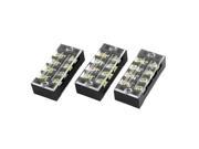 Unique Bargains 3 Pcs 600V 25A 4 Positions 4P 2 Rows Barrier Terminal Wiring Board Block w Cover