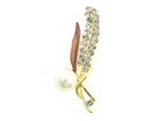 Unique Bargains Wedding Engagement Faux Bead Floral Branch Safety Pin Brooch Breastpin Champagne