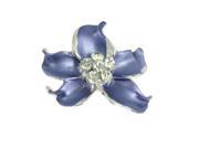 Lady Costume Rhinestones Cluster Accent Floral Pin Brooch Royal Blue