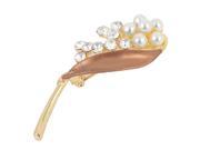 Unique Bargains Faux Pearl Decoration Rhinestones Inlaid Pin Brooch Breastpin Brown for Women