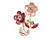 Unique Bargains Wedding Bridal Pink Burgundy Florals Shaped Gold Tone Breast Pin Brooch Broach
