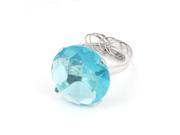 Unique Bargains Round Shaped Faux Crystal Adornment Clear Blue Ring Design Keychain