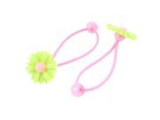 Girls Sunflower Decor Stretchy Hair Ties Rubber Bands Ponytail Holder Green Pair
