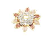 Rhinestone Accent Brown Pink Floral Shape Clothes Brooch Brreastpin