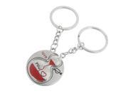 Unique Bargains English Words Print Silver Tone Metal Key Ring Keychain for Lovers