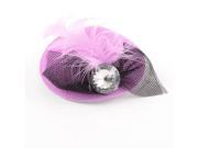 Unique Bargains Ladies Hair Ornament Faux Crystal Accent Meshy Hat Hair Clip Pink
