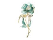 Unique Bargains Woman Spring Loaded Buckle Rhinestone Floral Leaf Decor Safety Pin Brooch Green