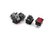AC250V 15A AC125V 20A Panel Mount Red Lamp Snap In Boat Rocker Switch 5 Pcs