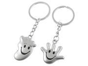 Couple Lovers Metal Palm Foot Dangle Pendant Key Rings Keychains Pair