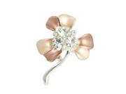 Woman Costume Ornament Light Brown Clear Floral Safety Pin Brooch
