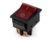 Red Lamp 4 Pins Terminals DPST On Off Snap In Boat Rocker Switch AC 250V 30A