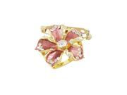 Unique Bargains Unique Bargains Lady Costume Flower Style Rhinestone Pin Brooch Pink Gold Tone