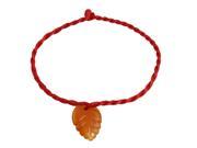 Unique Bargains Red Nylon Twisted String Amber Color Faux Jade Leaf Decoration Bracelet Bangle
