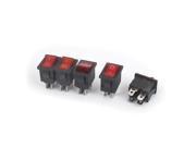 AC 250V 125V 10A 6A DPST ON OFF 4 Terminals Red Lamp Boat Rocker Switch 5pcs