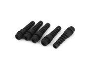 PG7 18mm Thread Dia Waterproof Cable Glands Joints Adapter Connector Black 5pcs