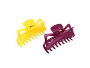 2pcs Hairdressing Tool Spring Loaded Yellow Red Plastic Claw Hair Clip for Lady