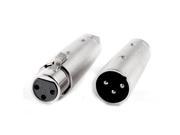 Unique Bargains Pair Metal Female Male XLR 3 Pin to RCA Male Plug Audio Adapter Connector