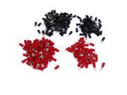 Unique Bargains 300 Pcs AWG 14 12 Sleeve Pre Insulated Ring Fork Type Terminals Red Black