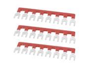 3 Pcs 8 Postions Pre Insulated Terminal Barrier Block Strip Red 600V 25A