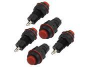 5 x Momentary 1 NO Red Round Cap Push Button Switch 9.5mm AC 250V 1.5A