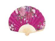 Unique Bargains Seashell Design Floral Printed Japanese Style Foldable Hand Fan Fuchsia