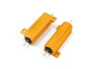 2 Pcs Gold Tone Heatsink Aluminum Housed Case Resistor 50 Watt 4 Ohm